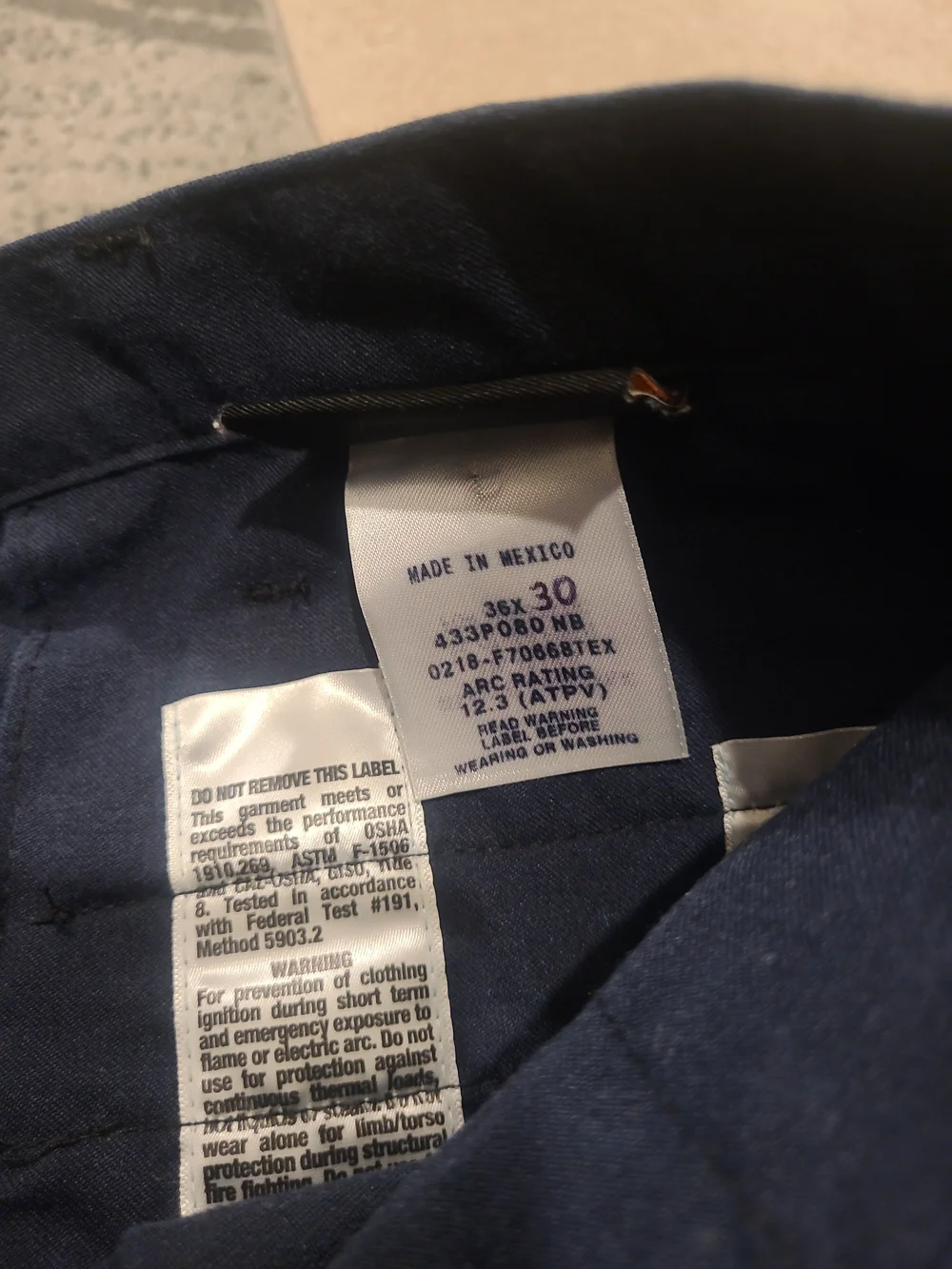 Workrite FR Work Pants Mens 36x30” Cat 2 Protera Navy Blue Nomex Fire Resistant